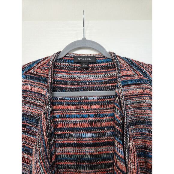 St. John Autumn Chunky Wool Blend Open Draped Knit Cardigan Sweater, Size Medium - Picture 3 of 13